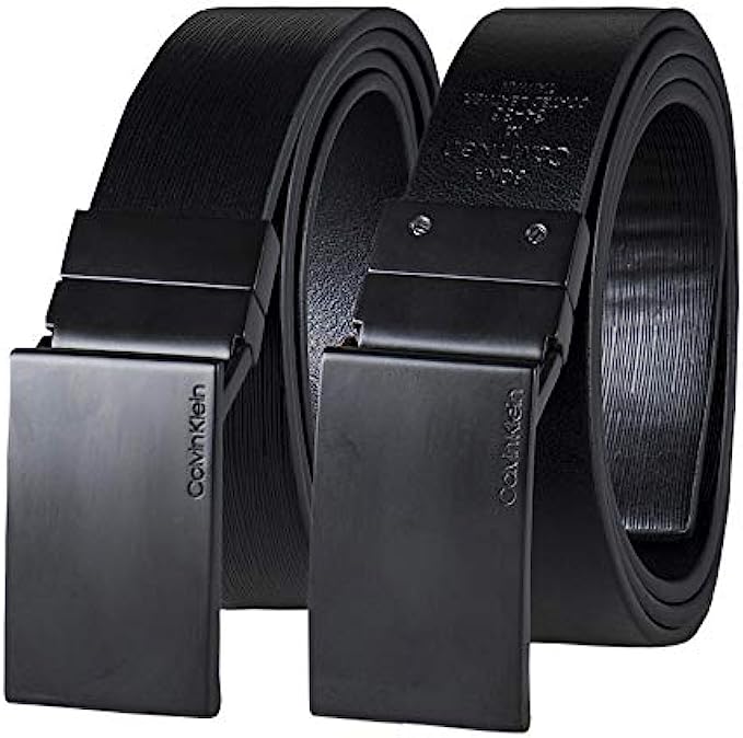 Calvin Klein Men's Reversible Dress Belt with Plaque Buckle
