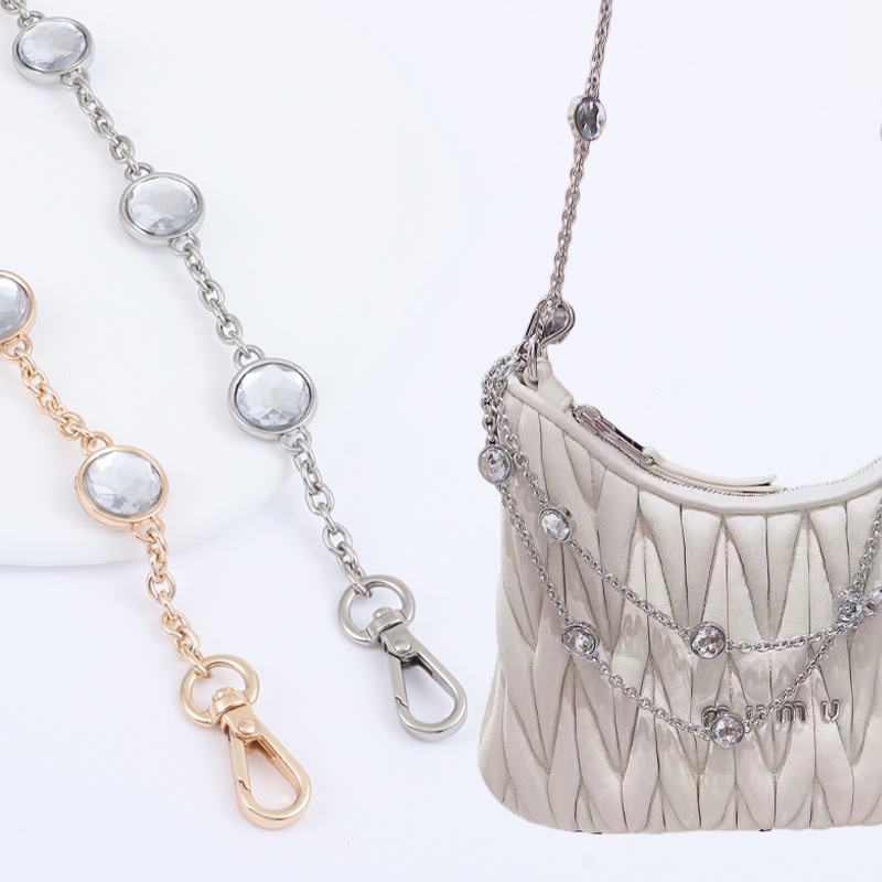 Suitable for miumiu Mumu Bag Crystal Single Buy Chain Replacement Sheepskin Small Square Bag Crossbody Rhinestone Bag Chain Accessories