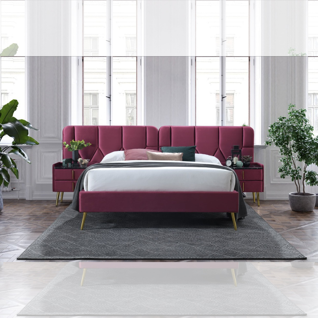 [FREE SHIPMENT]  Olivia Queen Bed Frames | Bedroom | Drawer | Modern